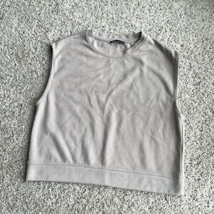 ZARA Cream / Tan Crewneck Crop Sleeveless Muscle Tee Size M